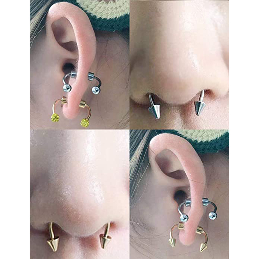 Anneau De Nombril,11--Anneau De Faux Nez En Acier Inoxydable, Clip Pour