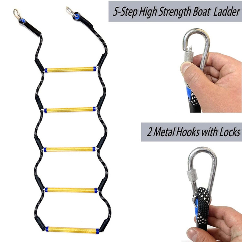 Portable Nylon Fishing Rope Boarding Ladder Marine Rope Ladder ...