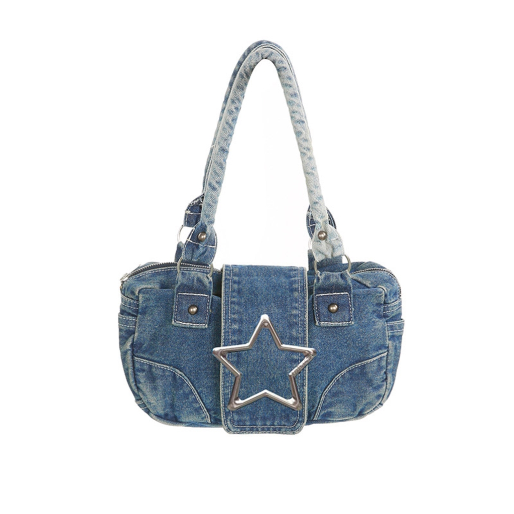 Stylish Women Large Tote Bag with Metal Star Accents Trendy