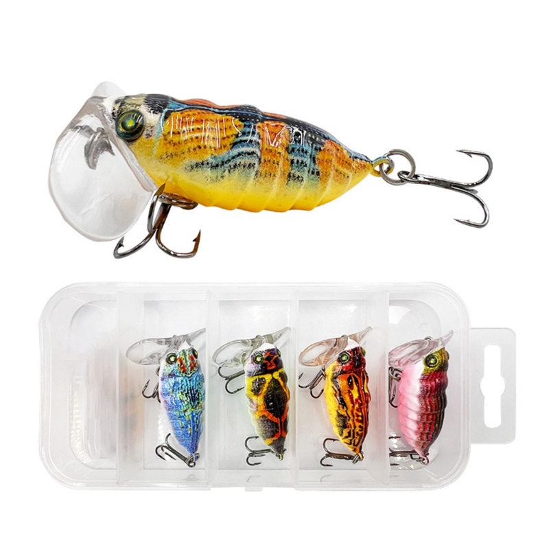 5Pcs Artificial Hard Baits Crankbait Bass Fishing Tackle Spinner Fishing  Lures 